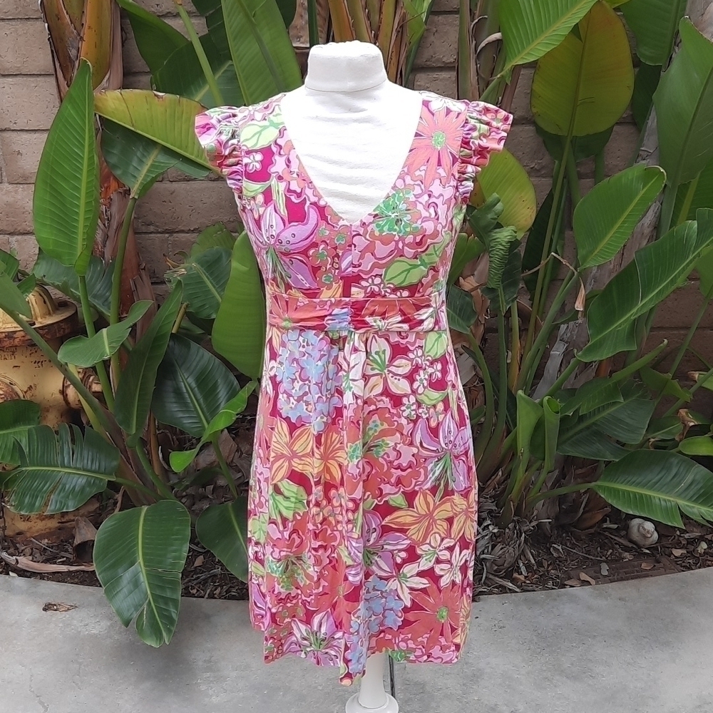 Lilly Pulitzer Clare Silk Cotton Azalea Floral Dress Small